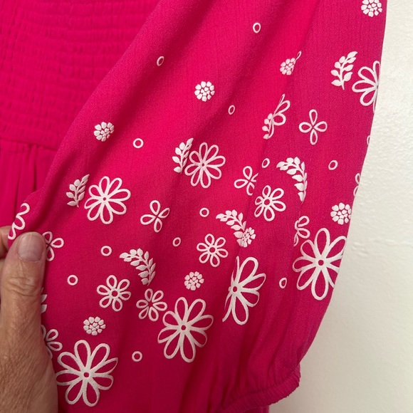 🐣🐇Mini Crinkle Gauze Blouson Sleeve Dress, Cabaret SZ 1X EUC - Picture 6 of 12